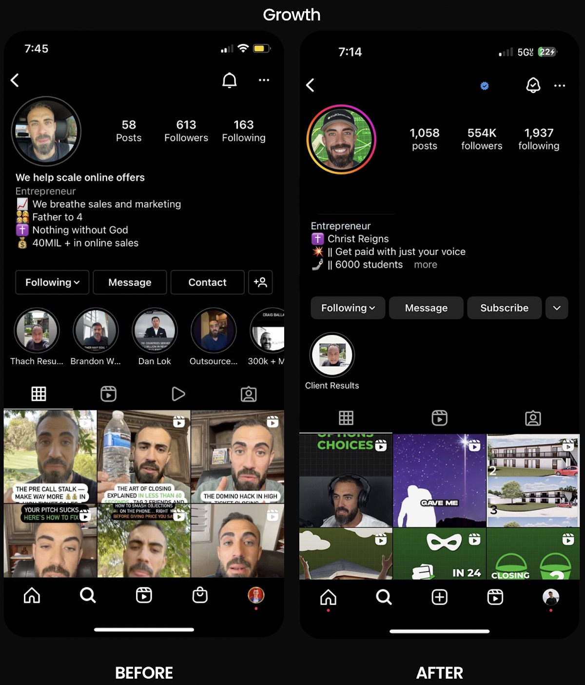 Entrepreneur Instagram growth case study