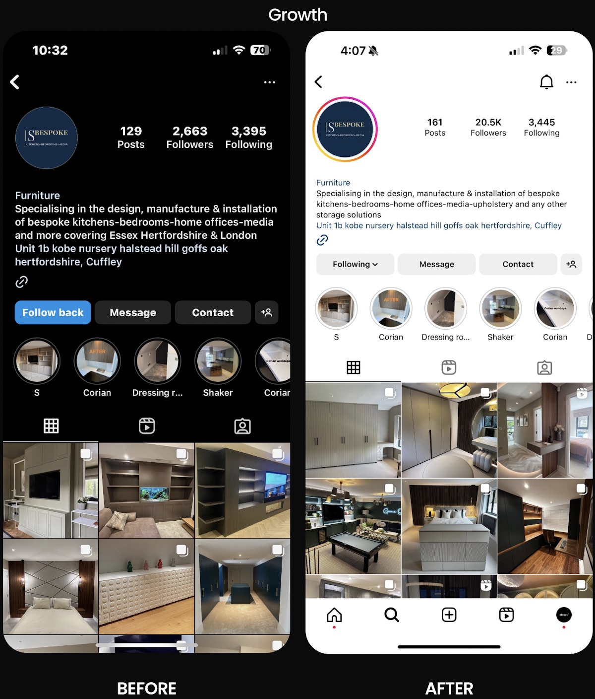 Interior design Instagram growth case study