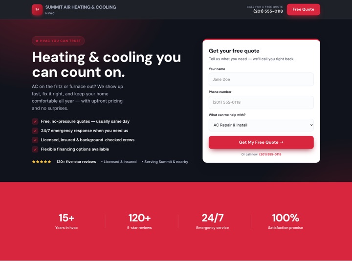 HVAC website demo