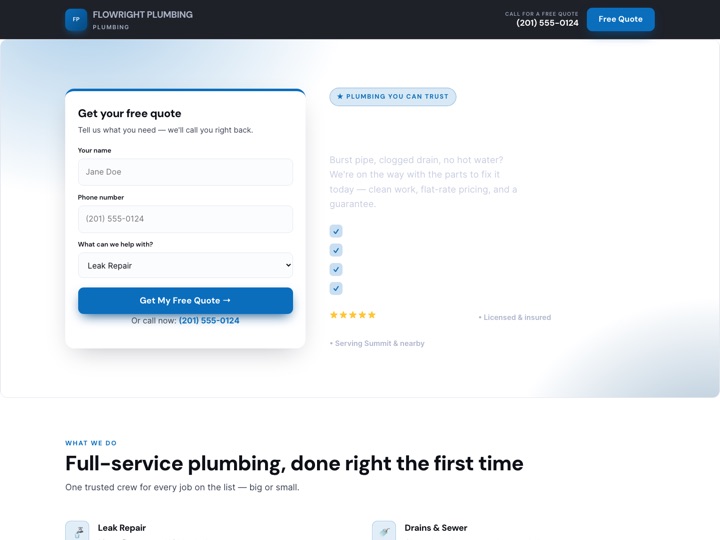 Plumbing website demo