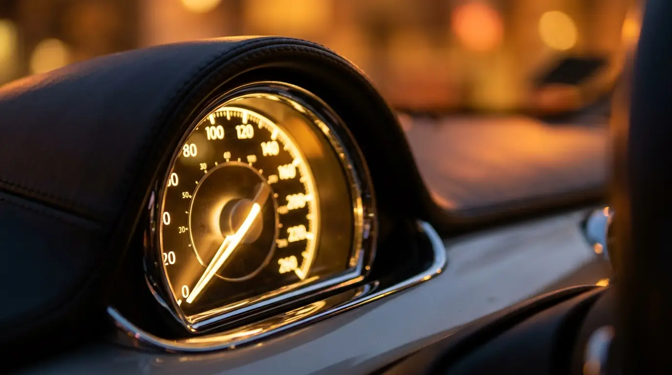 A speedometer sweeping up — markdowns into momentum