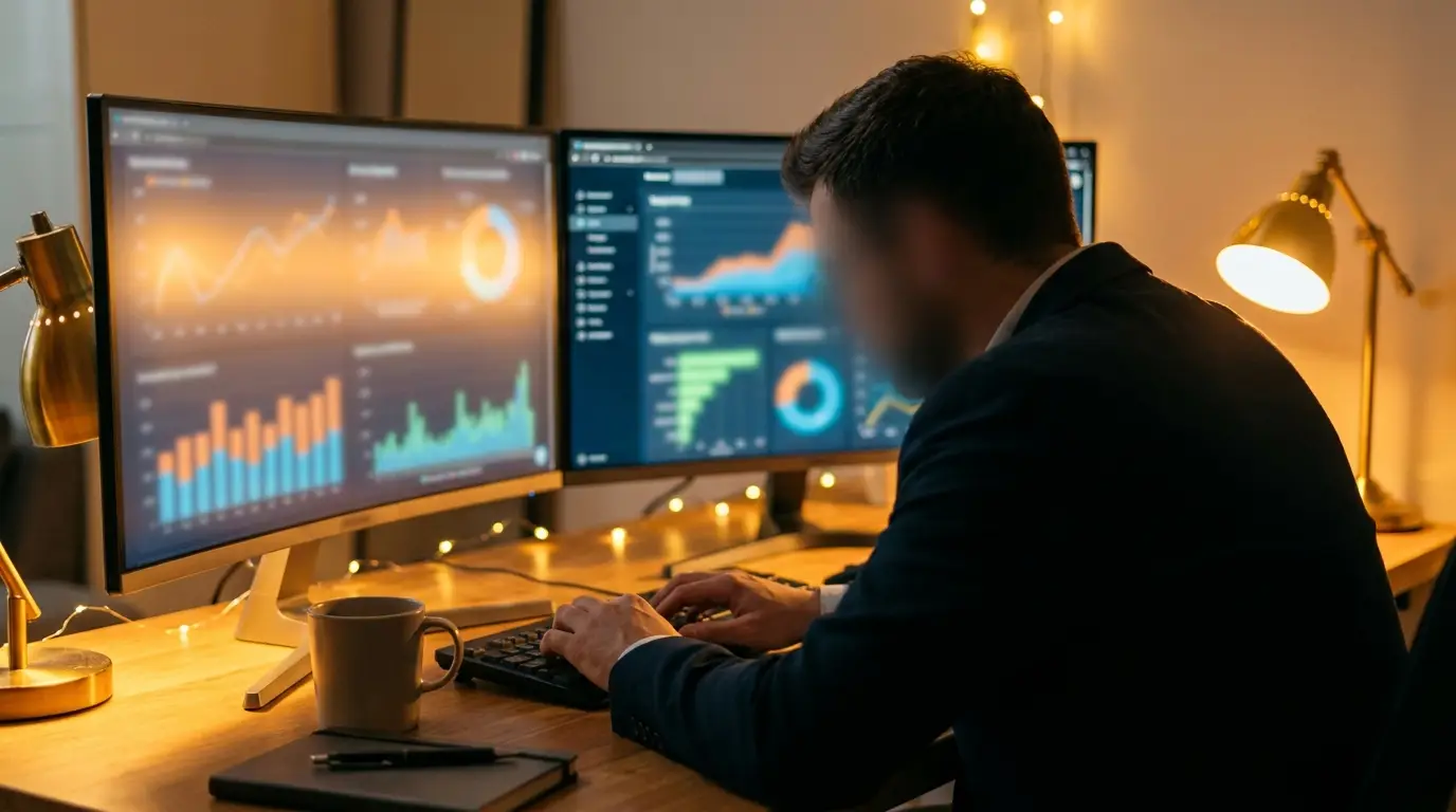 A marketing specialist working at a dashboard